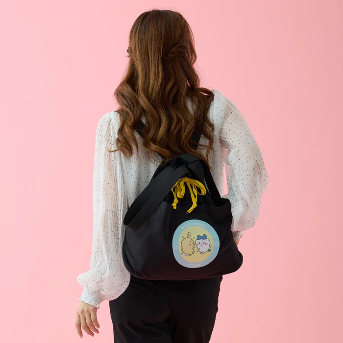 Chiikawa 吉伊卡哇|黑色双肩单间两用抽绳束口包/背包|约H370 x W410 x D130mm