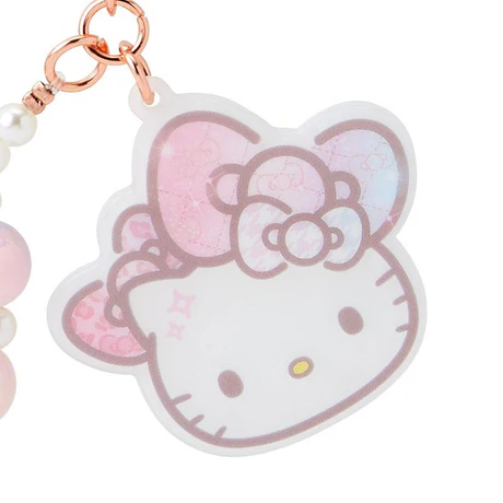 HelloKitty凯蒂猫|Keychain Key Holder Birthday 50th Fashionable Ribbons Sanrio50周年生日限定彩虹渐变偏光色蝴蝶结串珠+珍珠贝母脸型吊饰钥匙扣/挂件|约W7×D0.5×H7cm