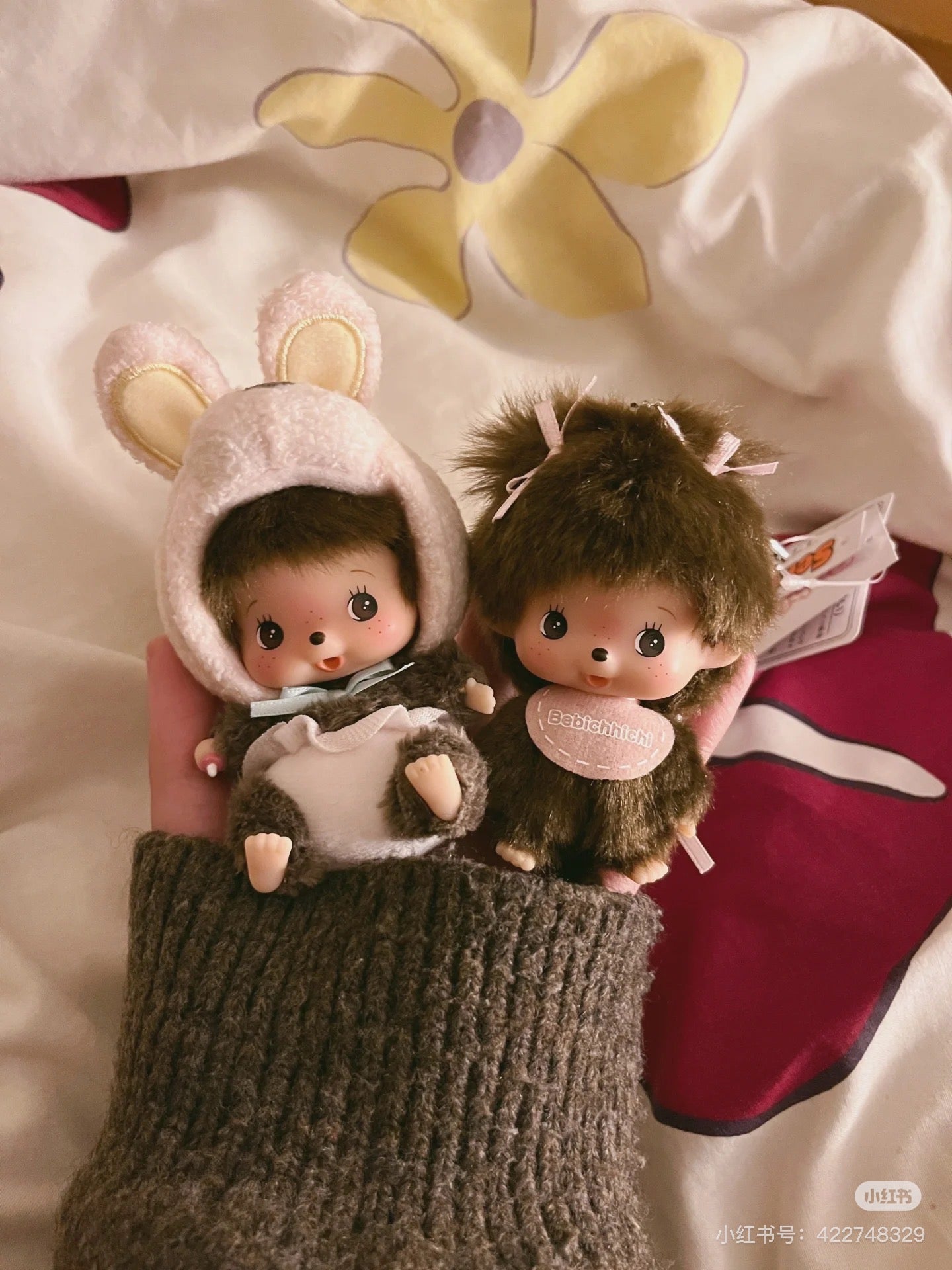 【limit 1】Monchhichi|Big Face Bebichhichi Mascot Holder /Plush Keychain| 9.7 x 5.8 x 4.7 cm approx.