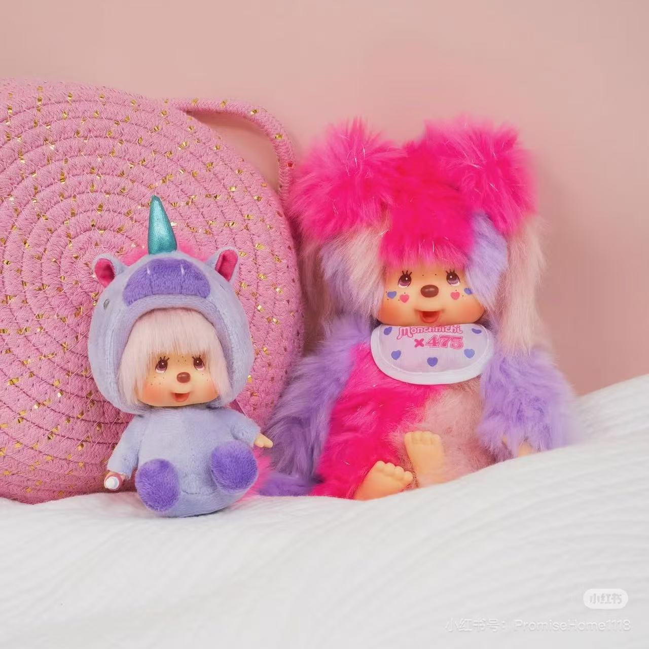 Monchhichi|Shinako475 x Monchhichi S Cotton Candy Plush Dolls/PlushToy|H21.5 x W14 x D7cm approx.