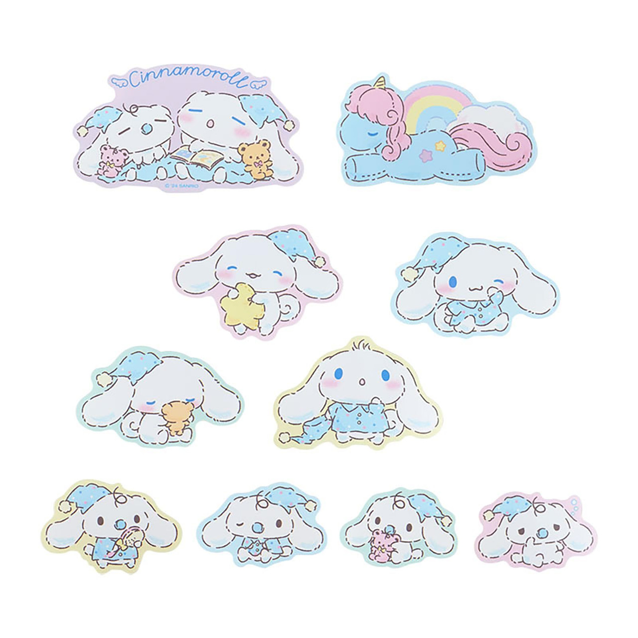 Sanrio三丽鸥|Cinnamoroll Sticker Set / Sleepy Time玉桂狗甜梦系列困困大耳狗可爱造型贴纸套装|约20张