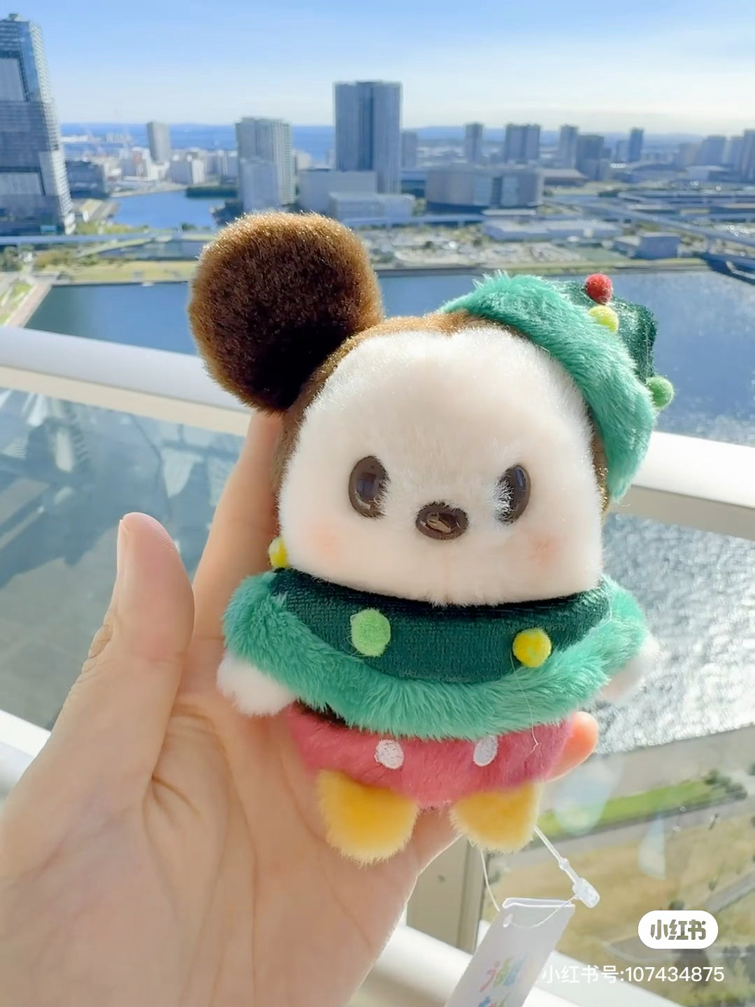 Disney迪士尼|Christmas Mickey/Minnie Mouse Plush Toy Japan Christmas 2024东迪冬日圣诞限定系列豆豆眼米奇/米妮毛绒玩偶|约13.5×10×7.5cm