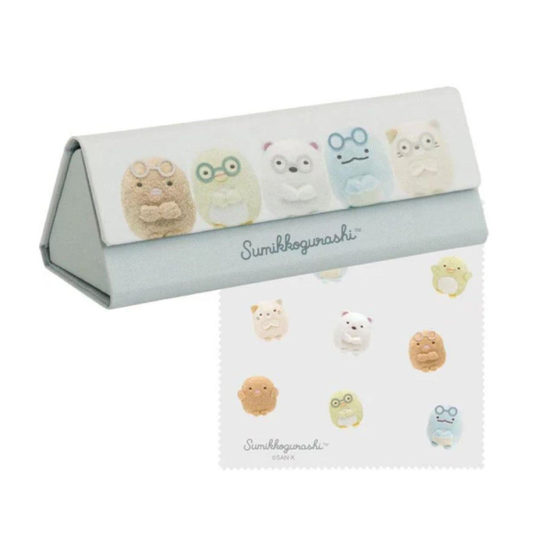 Sumikko gurashi|Photo Series Blue Folding Glasses Case & Cloth|60×160×60mm approx.