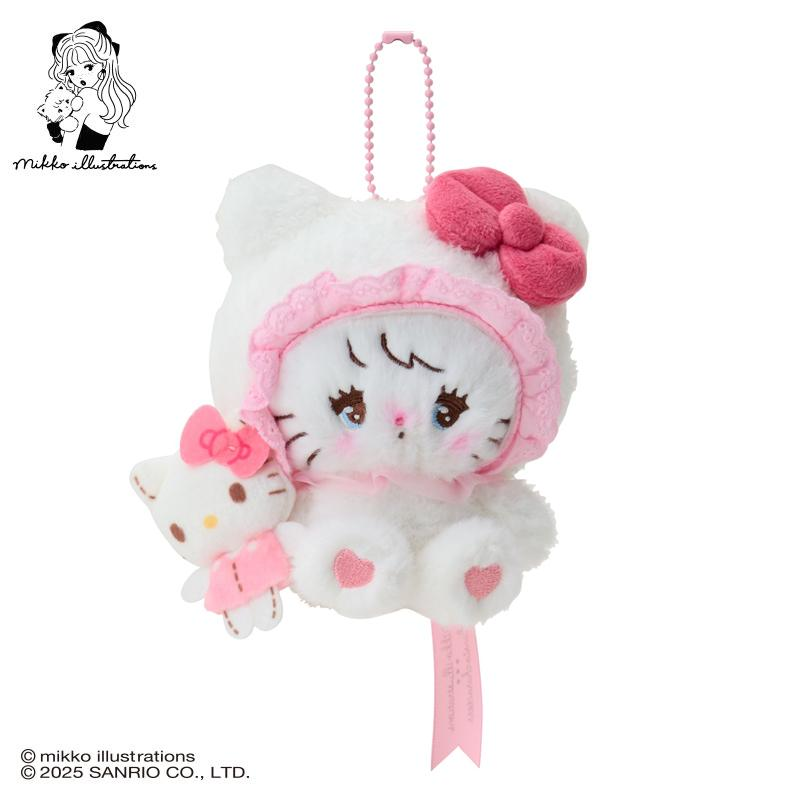 Sanrio|Mikko Illustrations Characters Mascot Holder /Plush Keychain|12cm W x 8.5cm D x 13cm H approx.