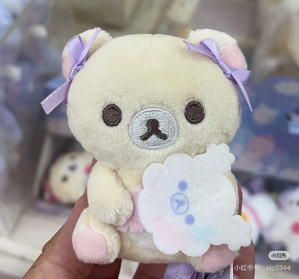 Rilakkuma轻松熊|Osorano Kururin Wataame - Tenori Plush Toy San-X天空白云棉花糖系列毛绒沙包玩偶手玉/全6种|1枚入