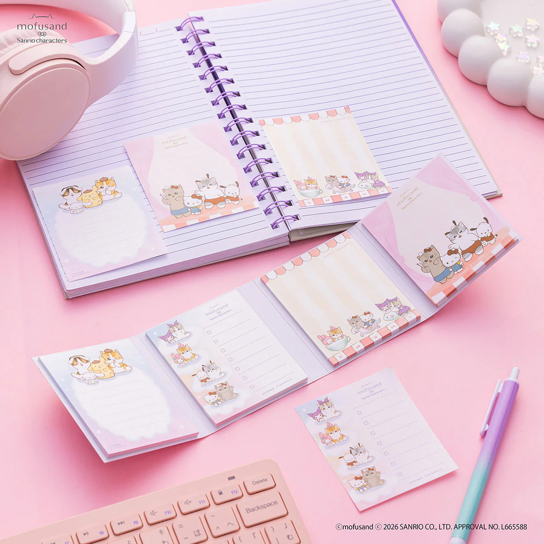 Mofusand|Sanrio Characters Flip-flop Memo Pad|80 sheets