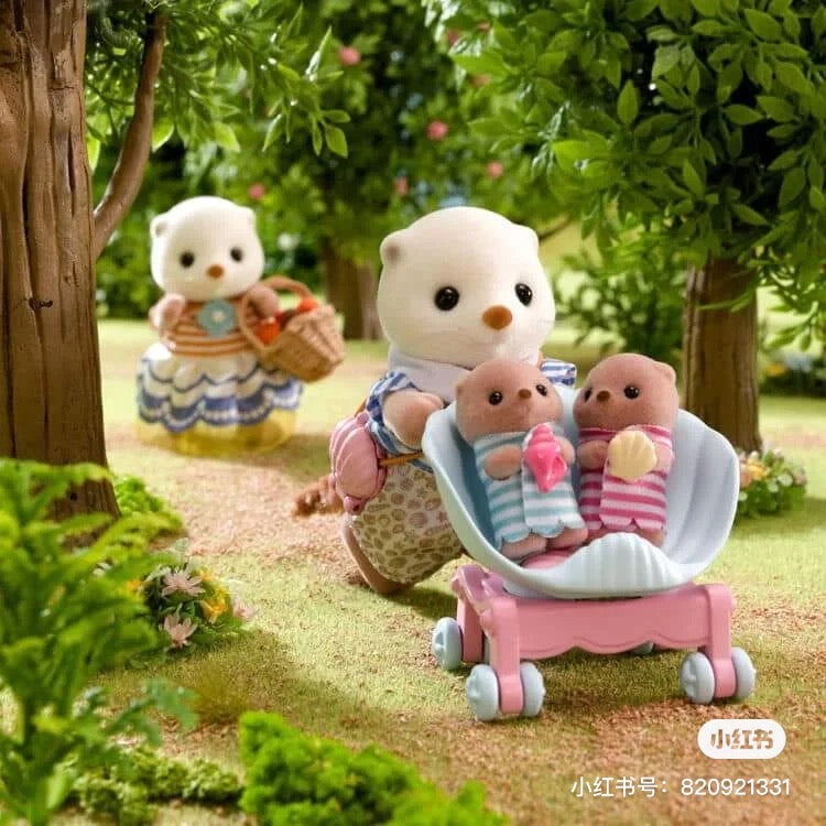 SylvanianFamilies森贝儿家族|Sea Otter Family海獭家族系列/双胞胎一家四口套组/玩具/过家家5803