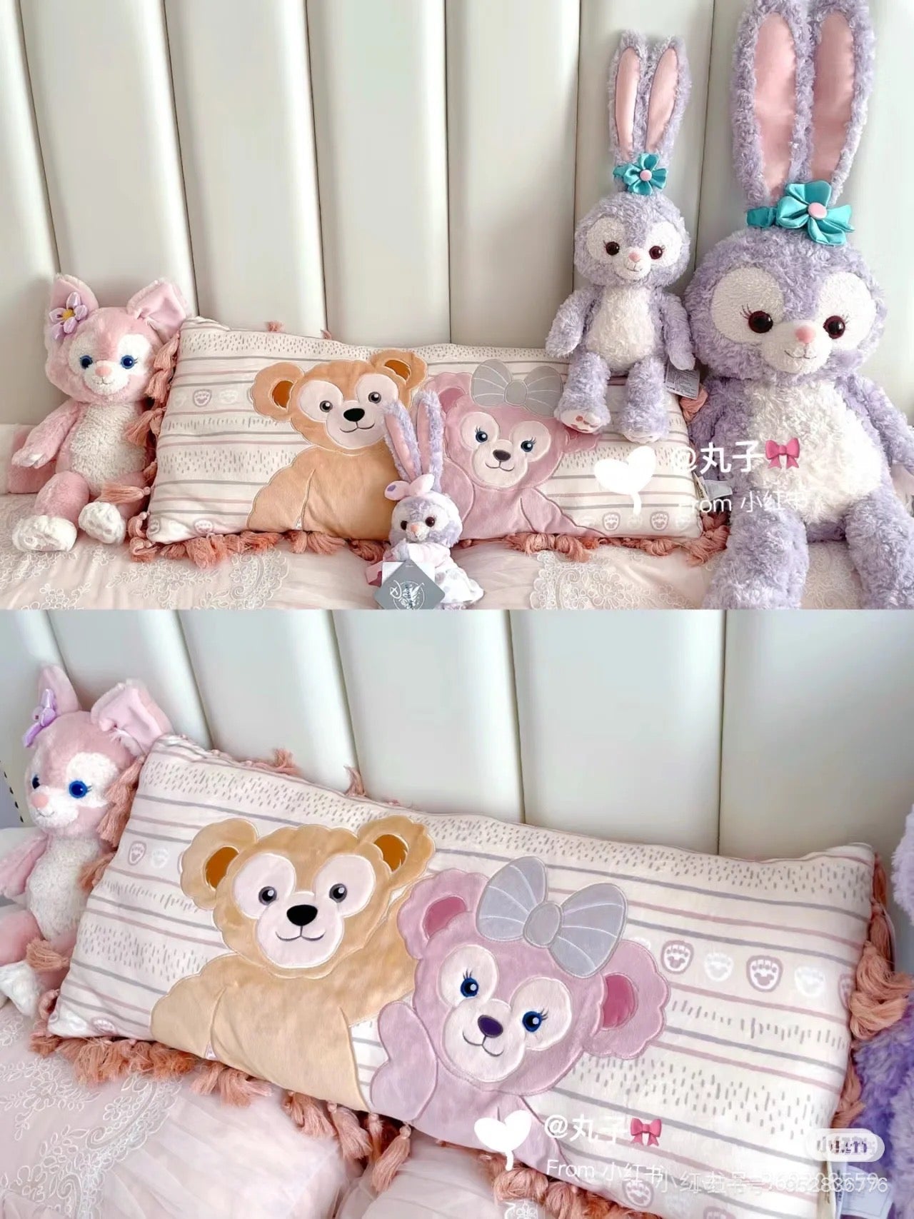 Disney SH|达菲雪莉玫流苏绒面长方形抱枕/靠枕/正反面都可爱