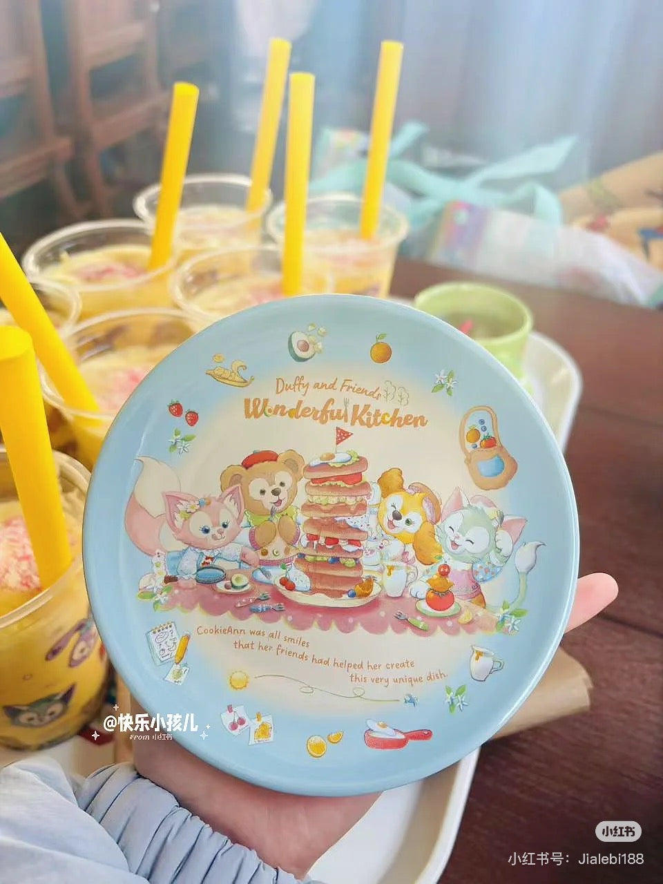 Disney迪士尼|东迪梦幻奇妙厨房系列餐厅粉蓝色小圆盘子/超美马卡龙色系