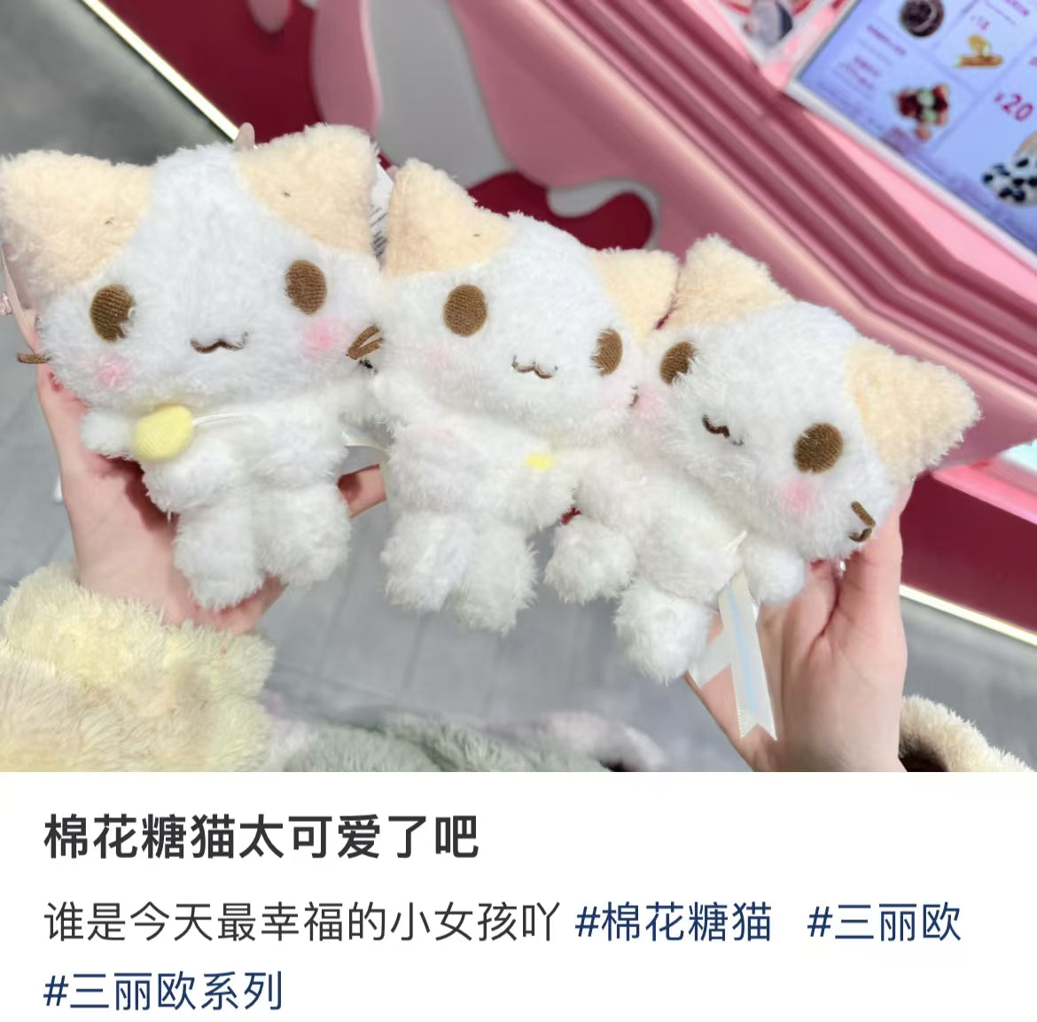 Sanrio|Cat Club Fluffy marshmallow-like kitty Mascot Holder /Plush Keychain| W11 x D7 x H13cm approx.
