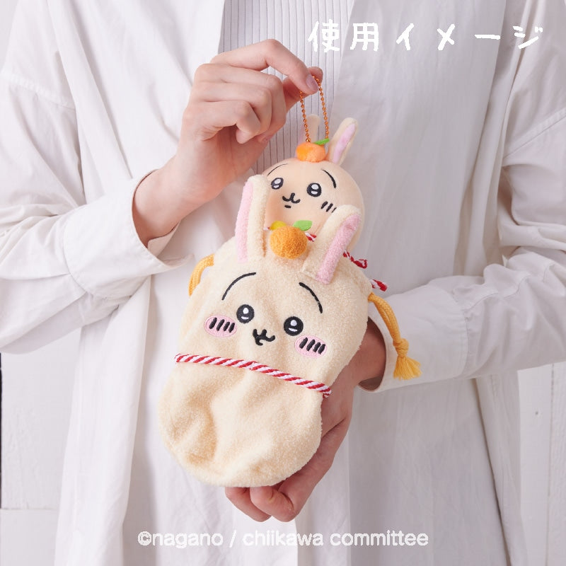 Chiikawa 吉伊卡哇|镜饼限定角色大头巾着/束口袋|約W160×H160×D10mm