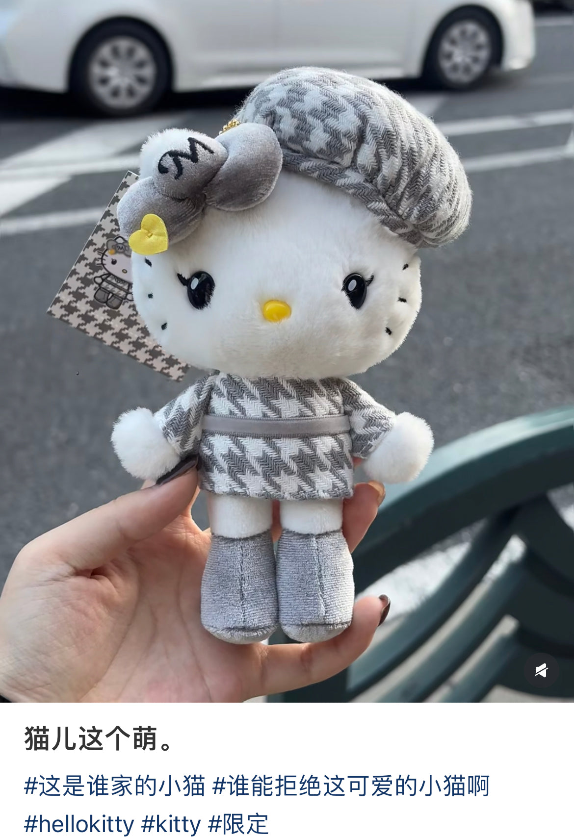 Hello Kitty|Monochrome Girly Twin Coordinate Mascot Holder /Plush Keychain|11×7×18cm approx.
