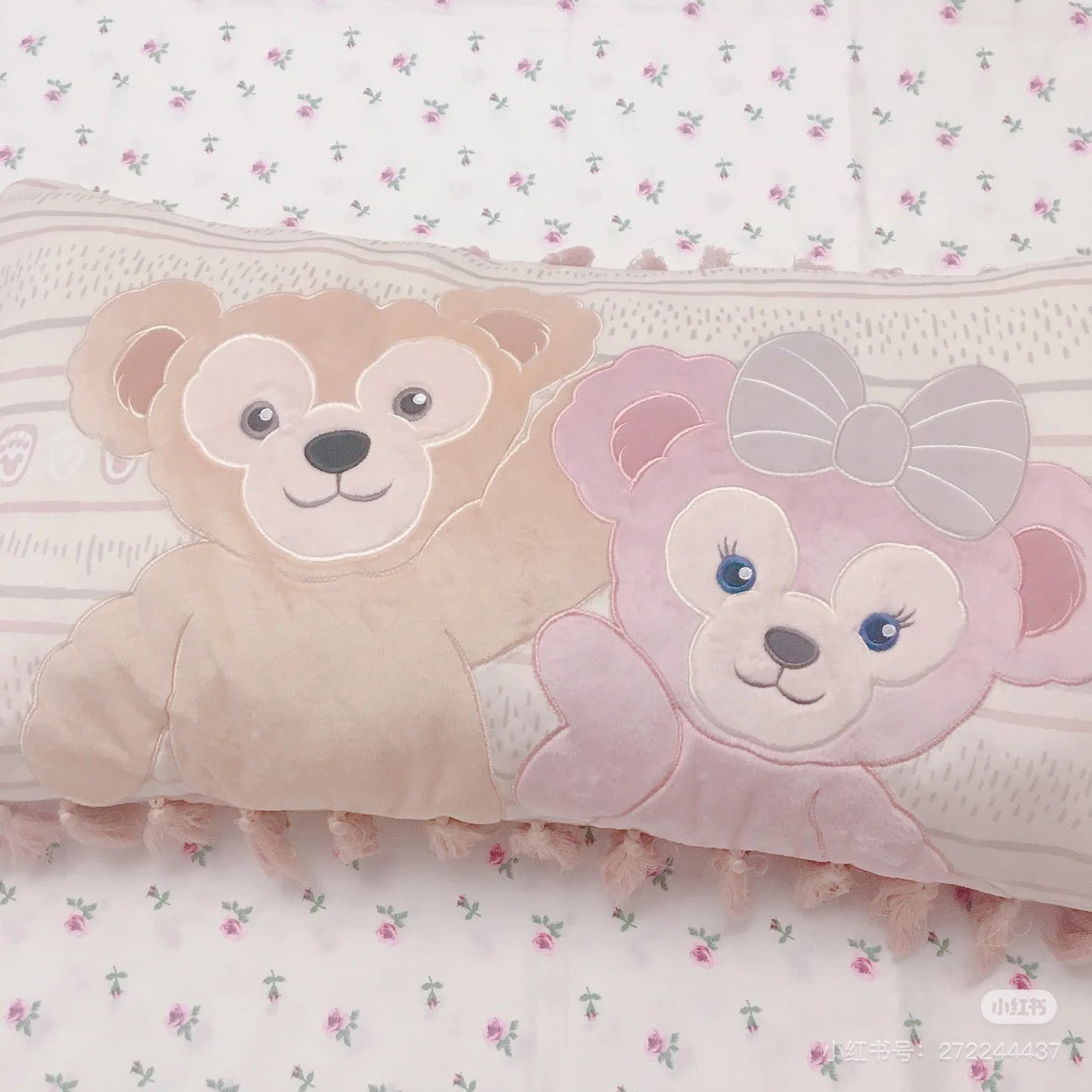 Disney SH|达菲雪莉玫流苏绒面长方形抱枕/靠枕/正反面都可爱