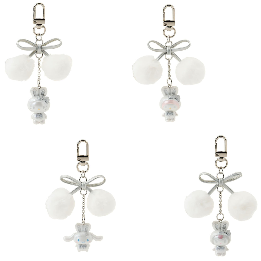 Sanrio三丽鸥|Keychain / Fluffy Snow Rabbit冬日毛茸茸银白初雪小兔系列可爱角色珠光钥匙扣挂件/包挂|约17.0 x 9.4 x 2.7cm