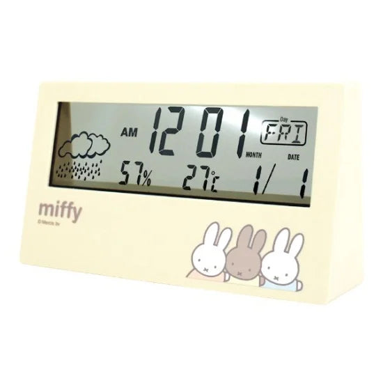 Miffy米菲|多功能一体式床头桌面钟/闹钟/日历/温度/计时|约7cm×13cm×3cm