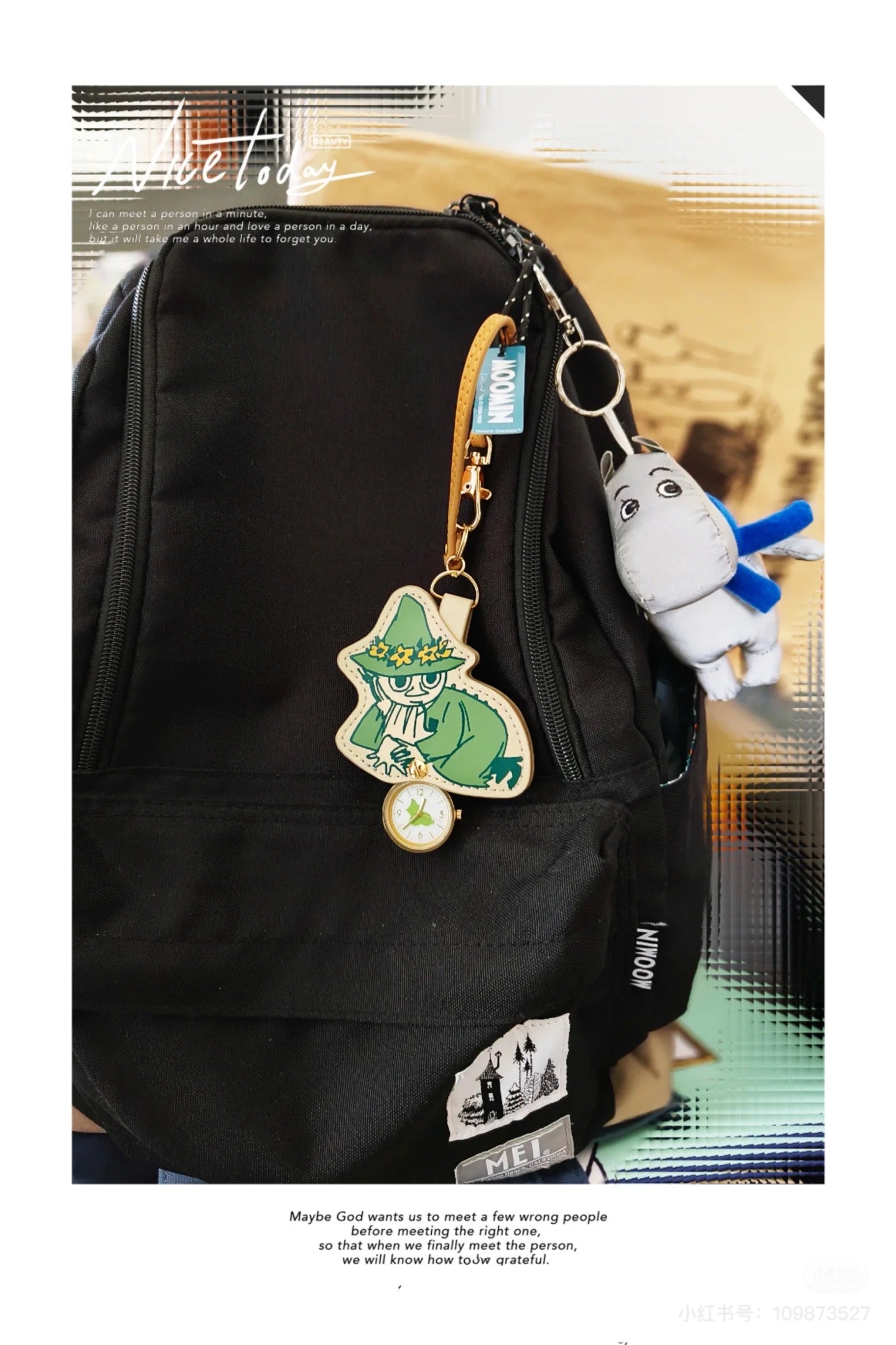 Moomin|A strap keychain watch with a die-cut pouch watch|17.5cm 9×7.5cm approx.