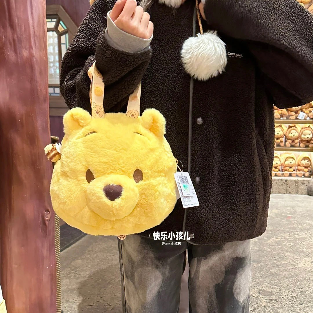 Disney SH|winnie the pooh维尼大脸毛绒包/噗噗手提包|约24x24x15cm