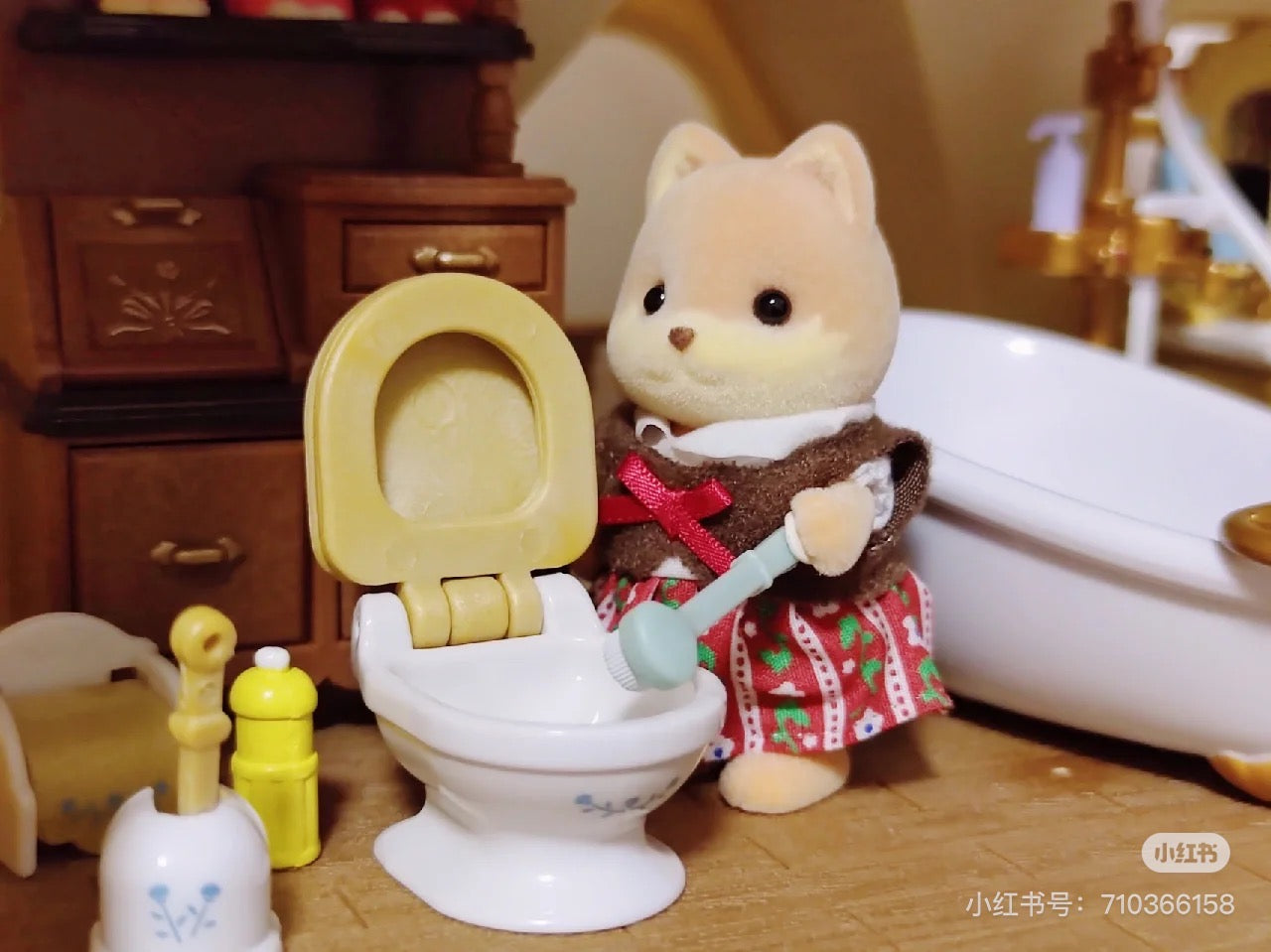 SylvanianFamilies森贝儿家族|Chocolate Rabbit Brother Set巧克力兔弟弟家具浴室套组/玩具/过家家5015