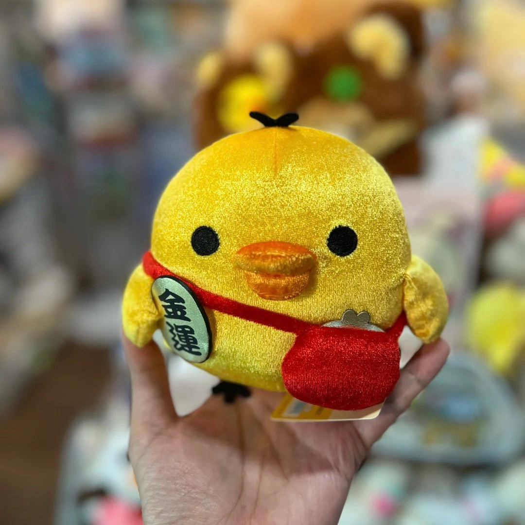 Rilakkuma轻松熊|茶房限定御守寓意金运鼻孔鸡玩偶/公仔|约170×H130mm