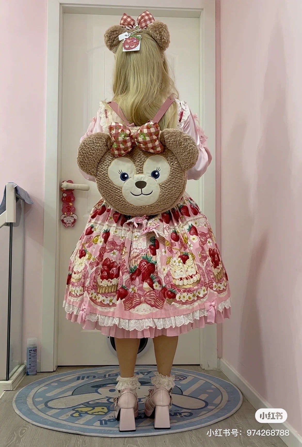 Disney迪士尼|草莓情人节限定玫玫大脸包+超柔软系列毯/胖宝宝胖宝宝|毯子约76x100cm/包约36x45x7cm