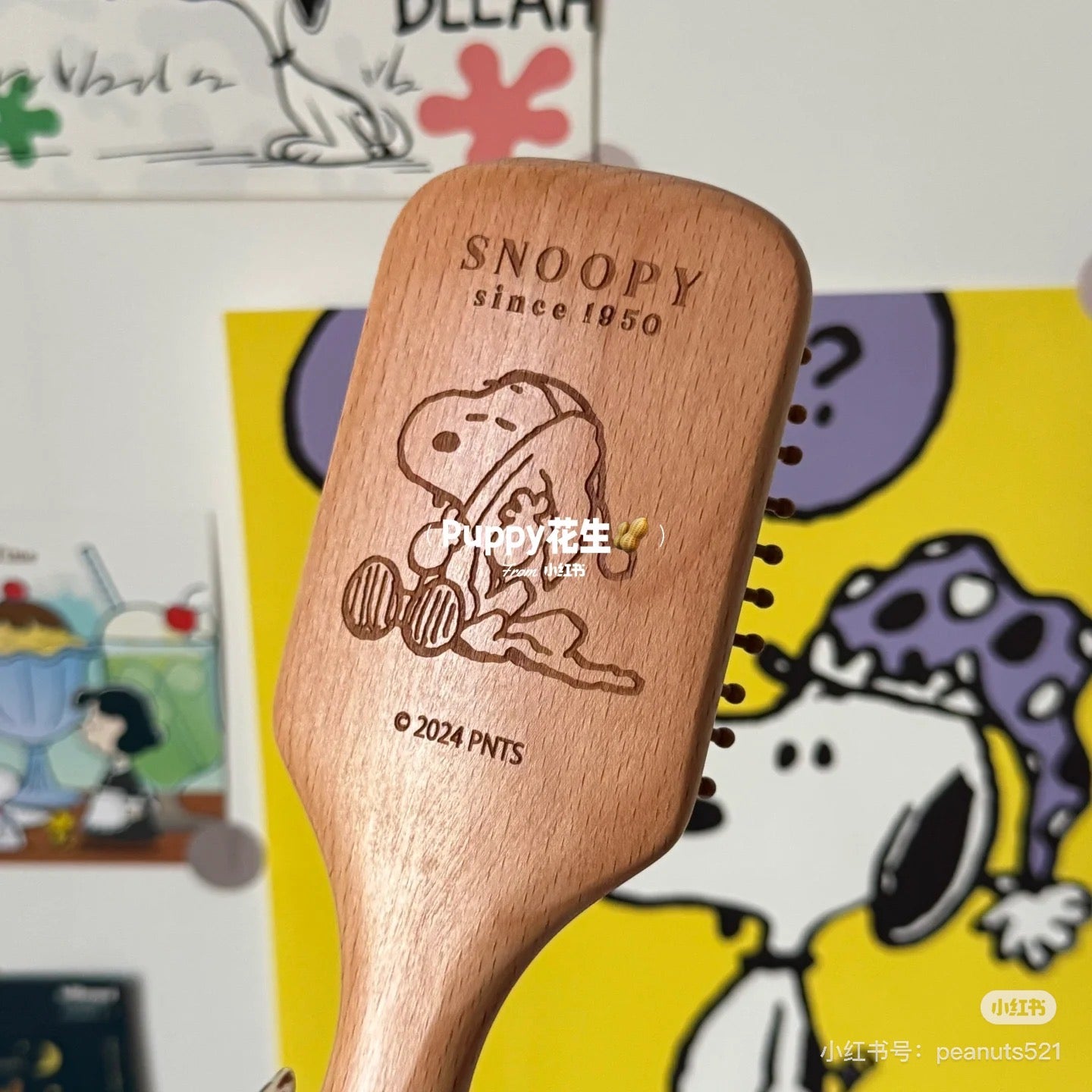 Snoopy史努比|可爱图案软垫木梳子/按摩梳|约205×W67×D40mm