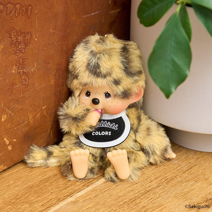 Monchhichi|color Leopard Print Mascot Holder /Plush Keychain|H13.5 x W8.5 x D5.5cm approx.