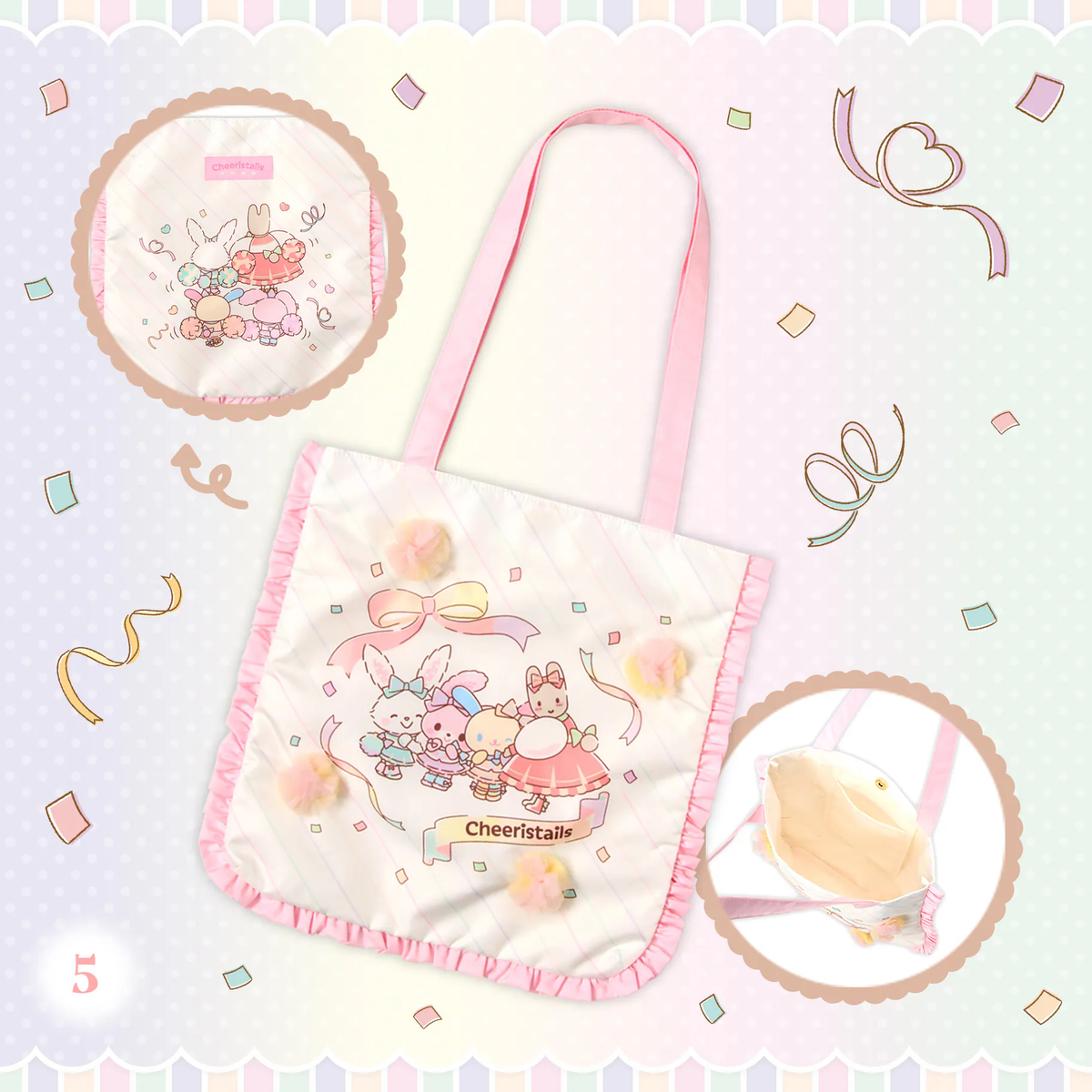 Sanrio|Cheering Everyone On! Cheer Tales Frill Tote Bag|W33×D1×H35cm approx.