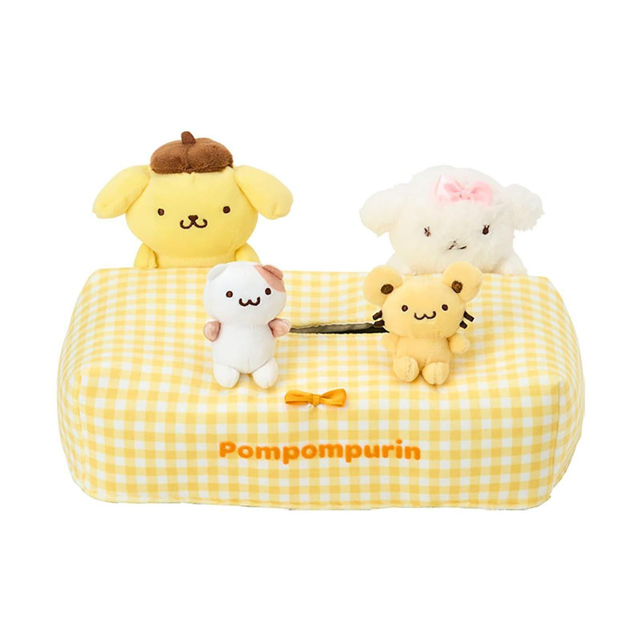 sanrio三丽鸥|Tissue Box Case可爱角色毛绒玩偶格纹纸巾盒/纸巾套|约25×16.5×14cm