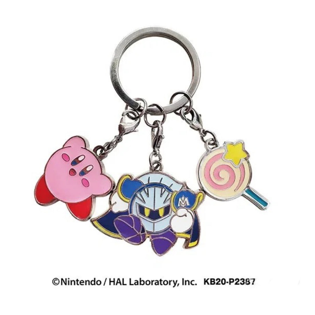 Kirby星之卡比|Three-Link Keyring Kirby & Meta Knight & Candy星之卡比 &梅塔骑士 & 糖果三连金属钥匙扣|约30×74×3mm