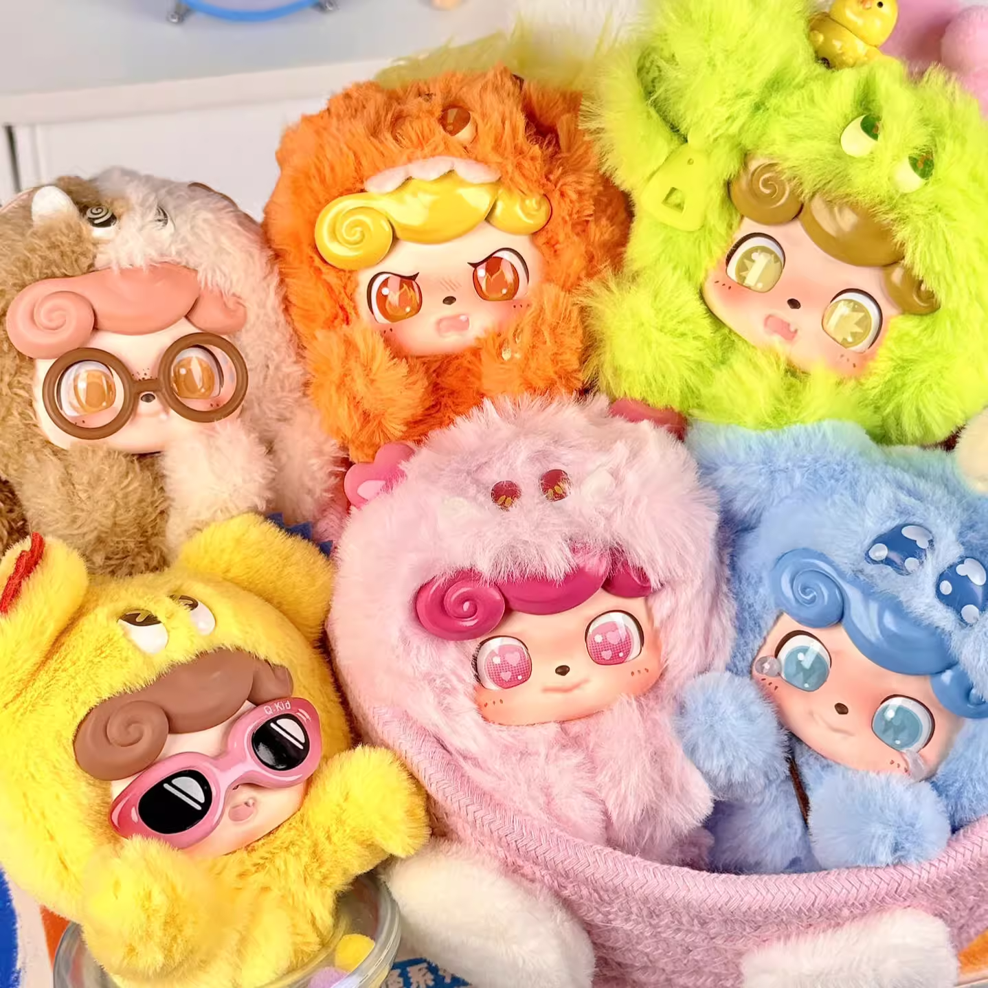 JOTOYS Q.Kid Emotional Hairy Monsters Series Vinyl Plush Keychain Blind Box