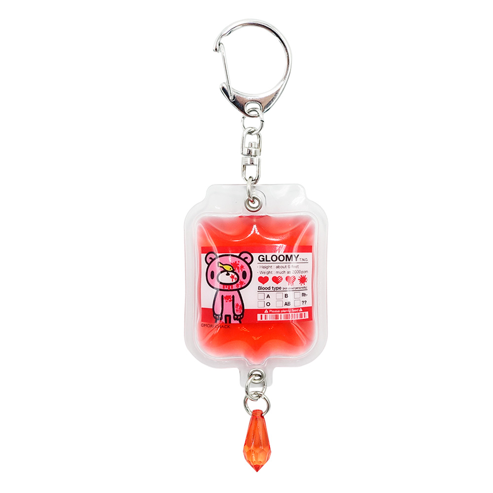 Gloomy Bear|Blood Transfusion Pack Keychain/Keyring|H13.5 × W5.4 × D0.9cm approx.