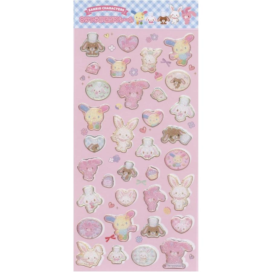 Sanrio|Kirafuchi Resin Stickers Rody x Sanrio Characters Mix|19.5cm x 9cm approx.