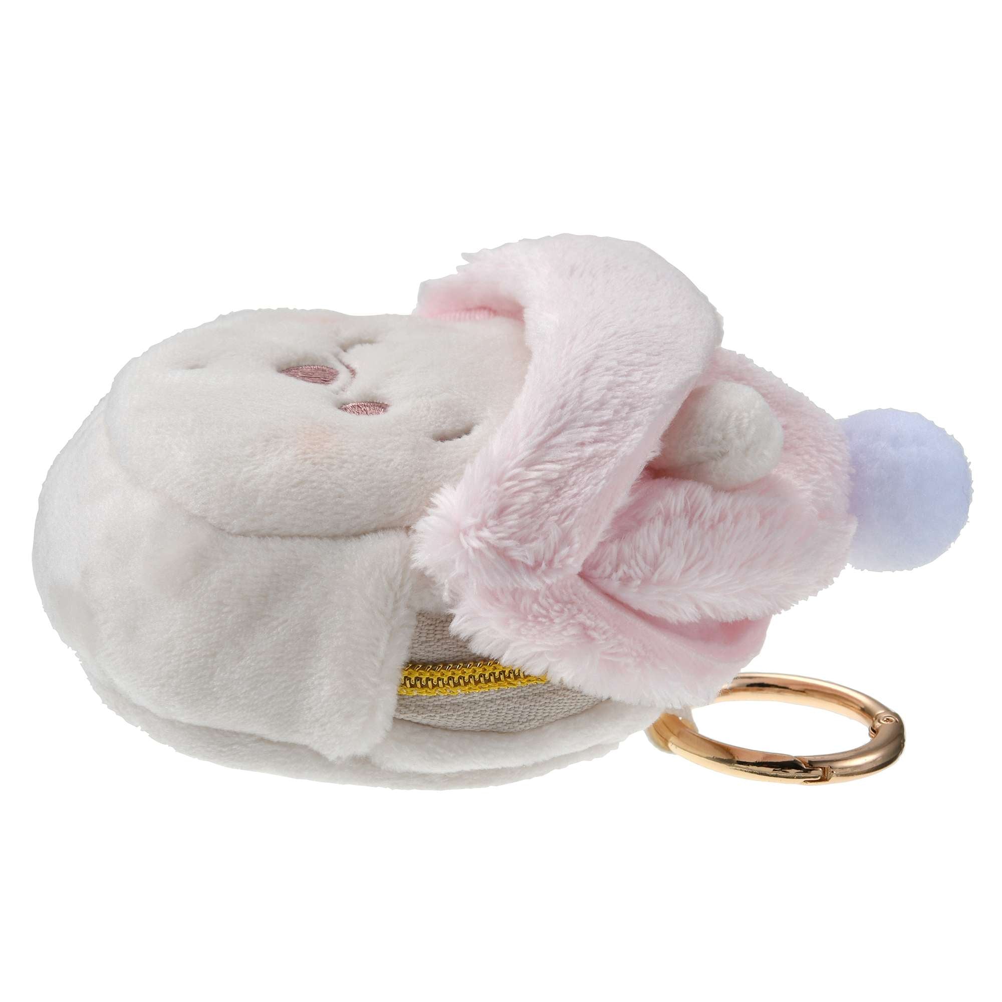 Disney迪士尼|Winnie the Pooh Pouch with Carabiner Fruit Latte Color东迪冬日限定水果拿铁色睡衣睡帽斗篷系列噗噗维尼豆豆眼毛绒钥匙扣挂件零钱包/收纳包|约H11.5×W8.5×D6cm