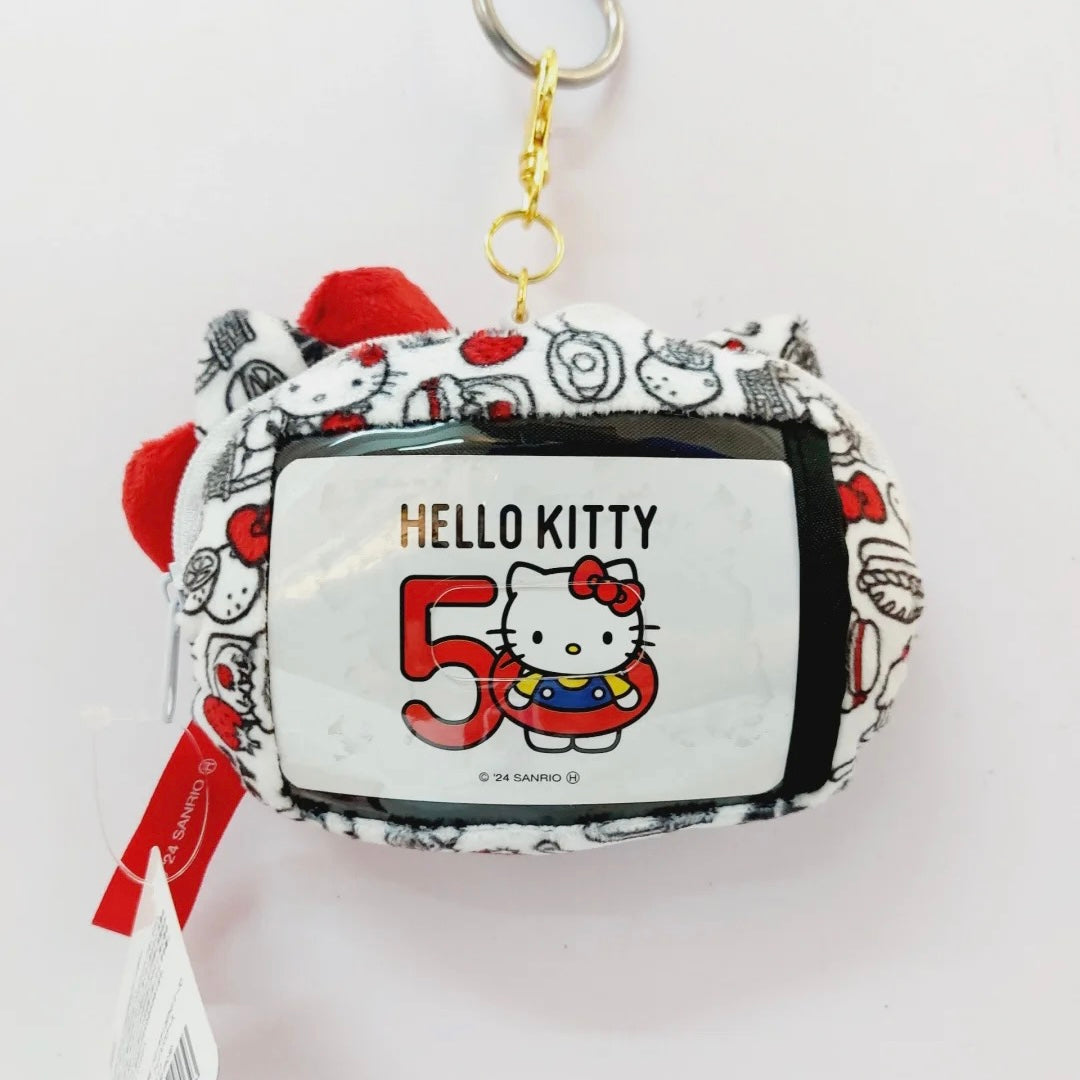 Hello kitty凯蒂猫|50周年限定kitty大脸印花可伸缩卡包|约13.5×3.5×10cm