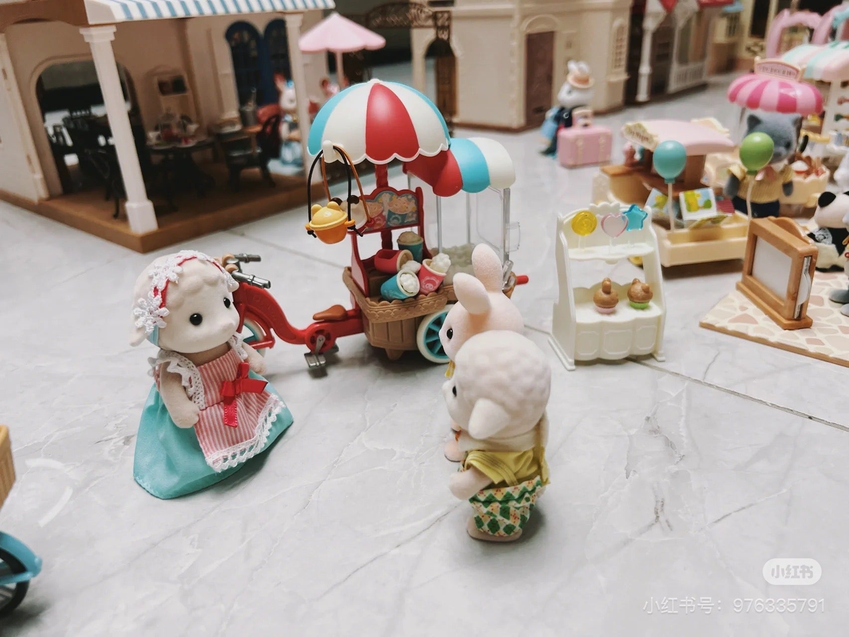 SylvanianFamilies森贝儿家族|Popcorn Delivery Trike-Sheep Mother Barbara羊妈妈爆米花贩卖车摊套组/三轮车摊可拆卸5653
