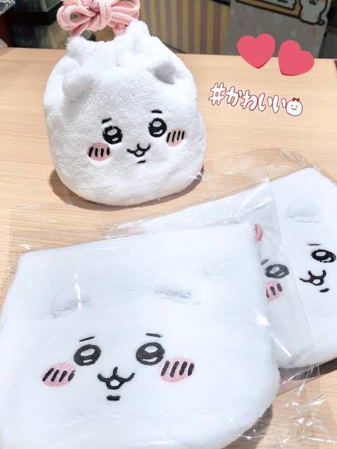 Chiikawa 吉伊卡哇|毛茸茸角色大头巾着/束口袋/防水内里|約W160×H160×D10mm