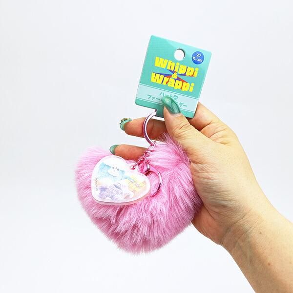 Whippi & Rappi|Heart-Shaped Fur Mascot Holder /Plush Keychain|H80 x W100 x D50mm approx.