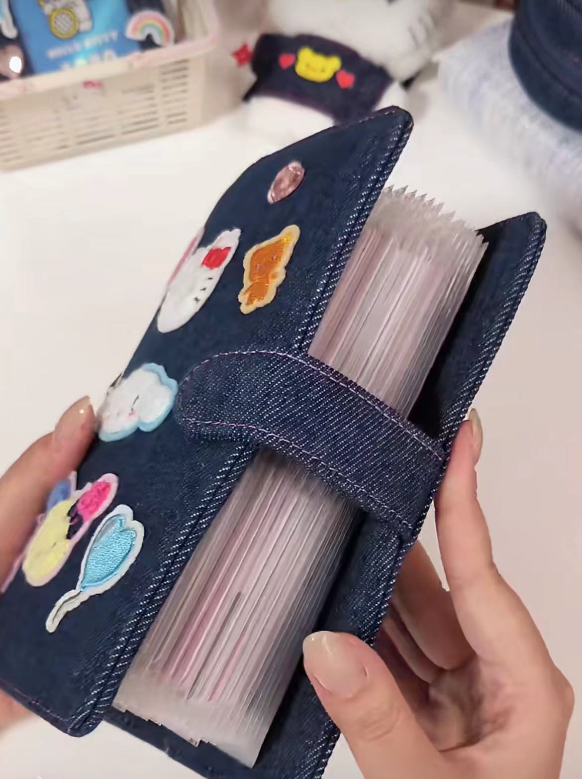 Sanrio三丽鸥|Binder Characters 6-Hole A6 Notebook Size Card Storage Clear 2-Tier Pocket/Denim Patch牛仔丹宁贴布系列活页相册/卡片收纳册/正反面不同图案|约21.2 x 20.0 x 5.2cm