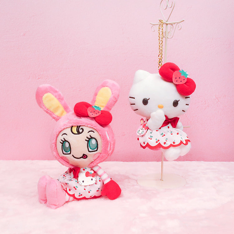 Sanrio|Mezzo Piano Rabbit Berrier-chan Cherry Dress Mascot Holder /Plush Keychain|15cm approx.
