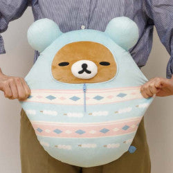 Rilakkuma轻松熊|露营系列/像云朵一样柔软的睡袋轻松熊抱枕/靠枕|约380 x 300 x 180 mm