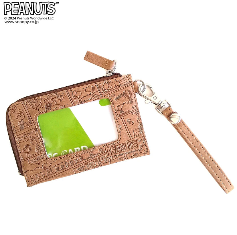 Snoopy史努比|snoopy压花面料可伸缩棕色卡包|长约18cm