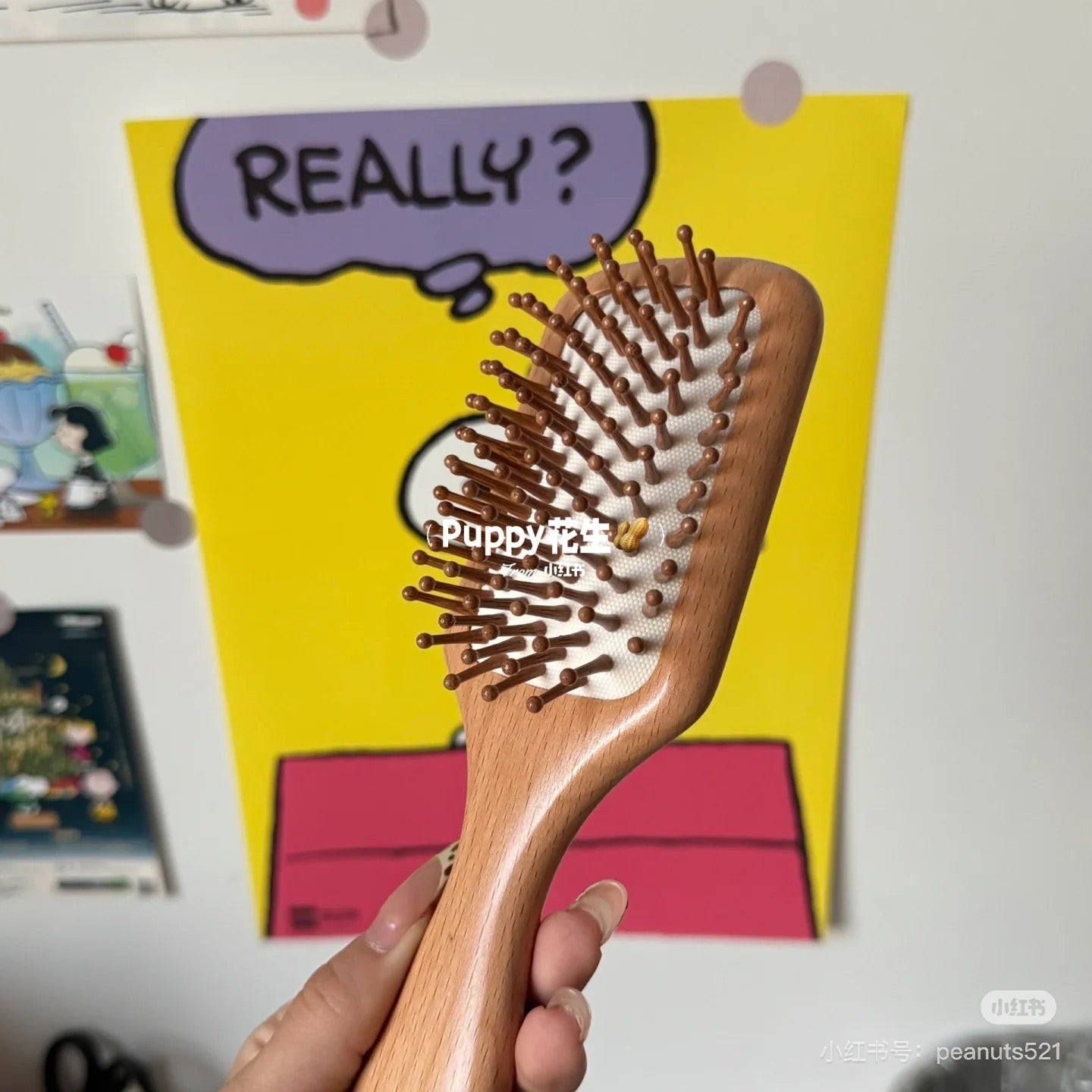 Snoopy史努比|可爱图案软垫木梳子/按摩梳|约205×W67×D40mm