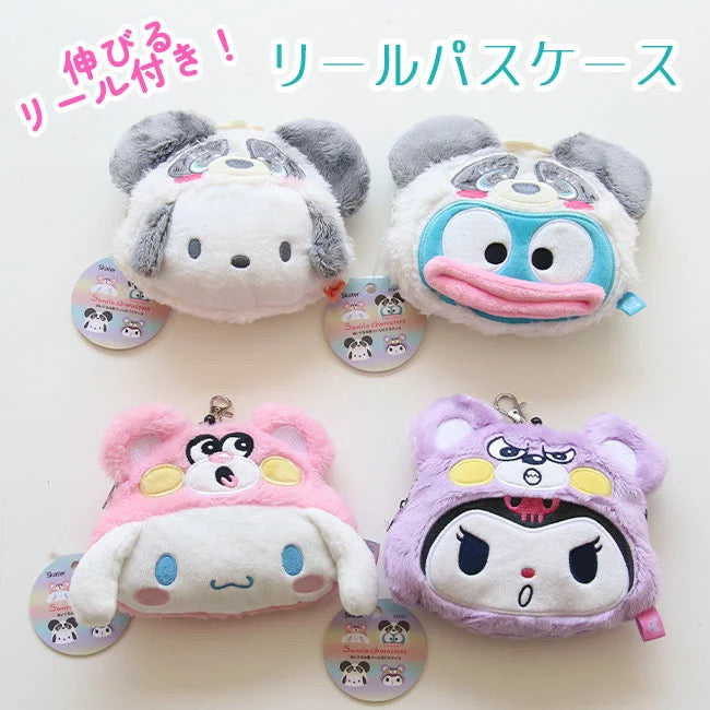Sanrio|Plush Zipper Pass Case Charm with Reel|165 x 140 mm approx.