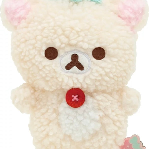 Rilakkuma轻松熊|草莓日系列软fufu毛茸茸卷毛小白熊零钱包/收纳包/化妆包|约160 x 140 x 45mm