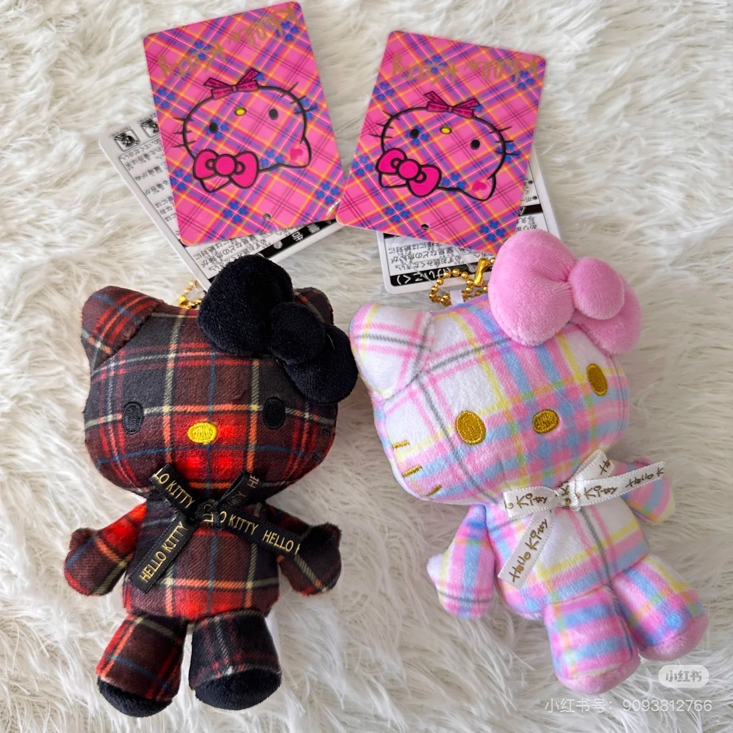 HelloKitty|Sanrio 50th Anniversary Collection Tartan Mascot Holder /Plush Keychain| 85x100x45mm approx.