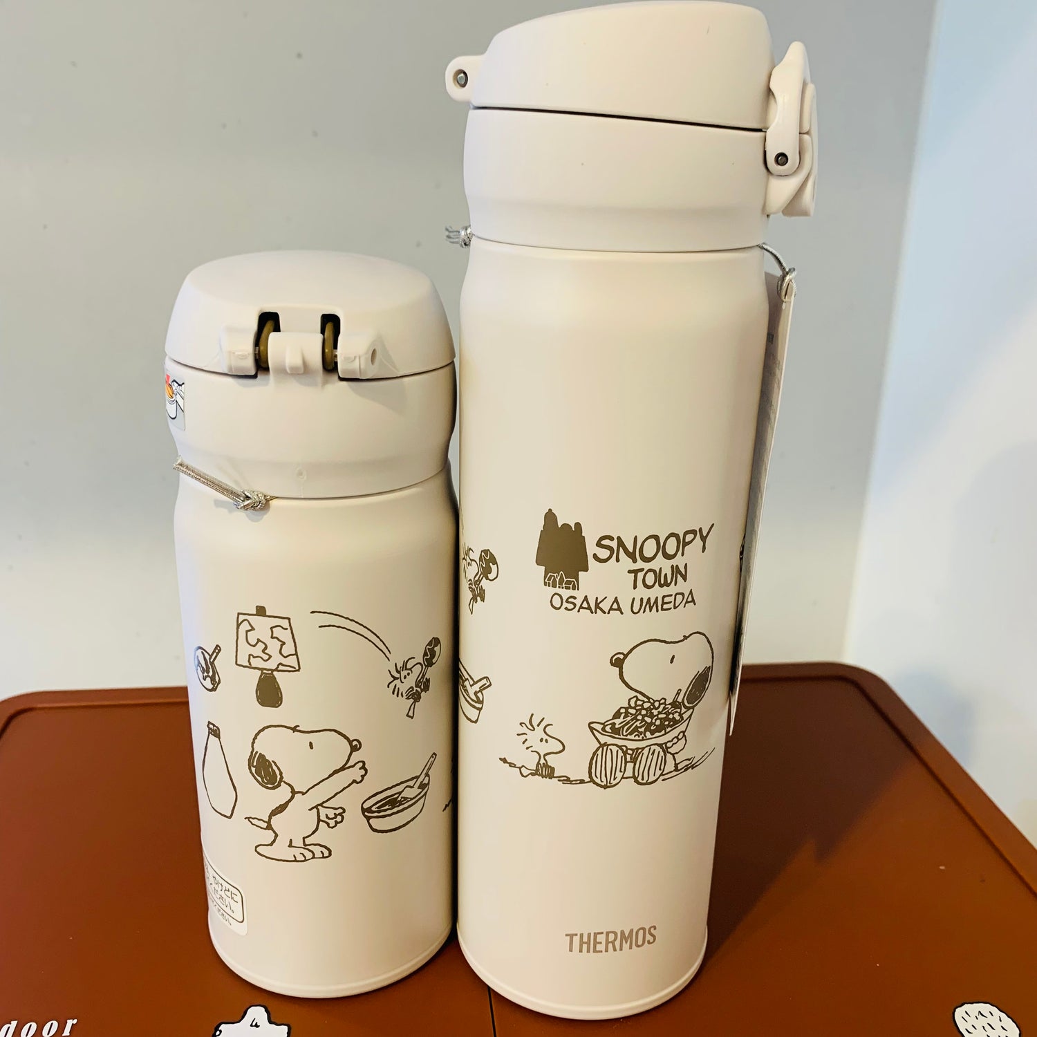 Thermos|Snoopy史努比Osaka Umeda梅田大阪烧磨砂保温杯/杯子/保温保冷/一圈图案超可爱|纯白限定