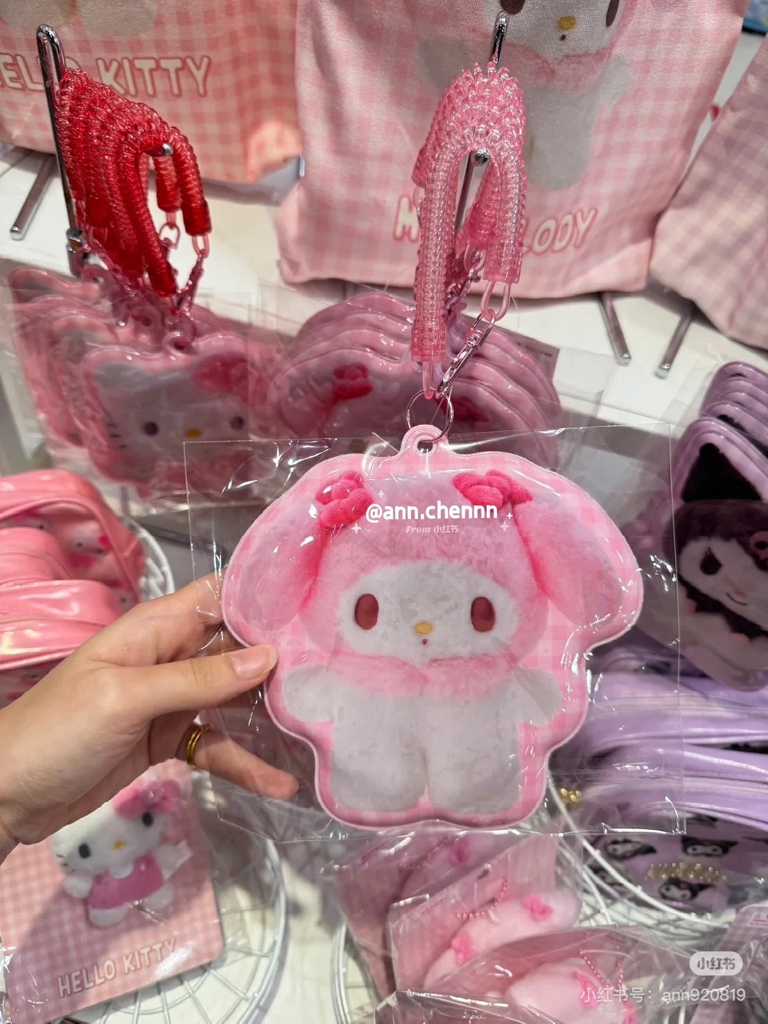 Sanrio|Character-shaped Pass Case - Pitatto Friends Photo多巴胺格纹系列可爱人物造型线圈便携式卡套|约17×1×13cm