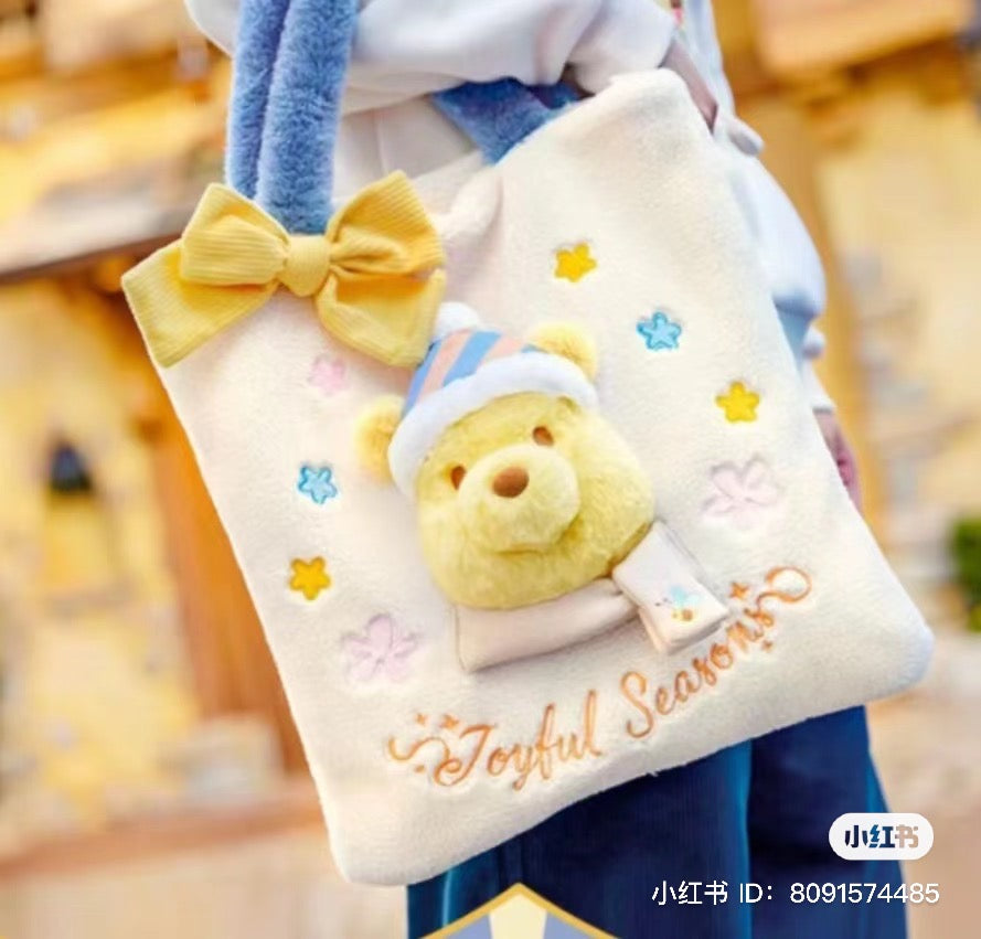 Disney SH|winnie the pooh冬日维尼和朋友们限定毛茸茸肩背包/单肩包