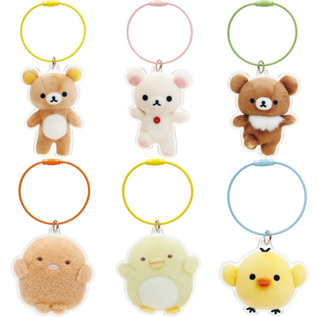 San-X|Key Ring Sumikkogurashi Rilakkuma Acrylic Key Chain可爱角色亚克力双面图案钢绳钥匙圈/钥匙扣|约67×62mm