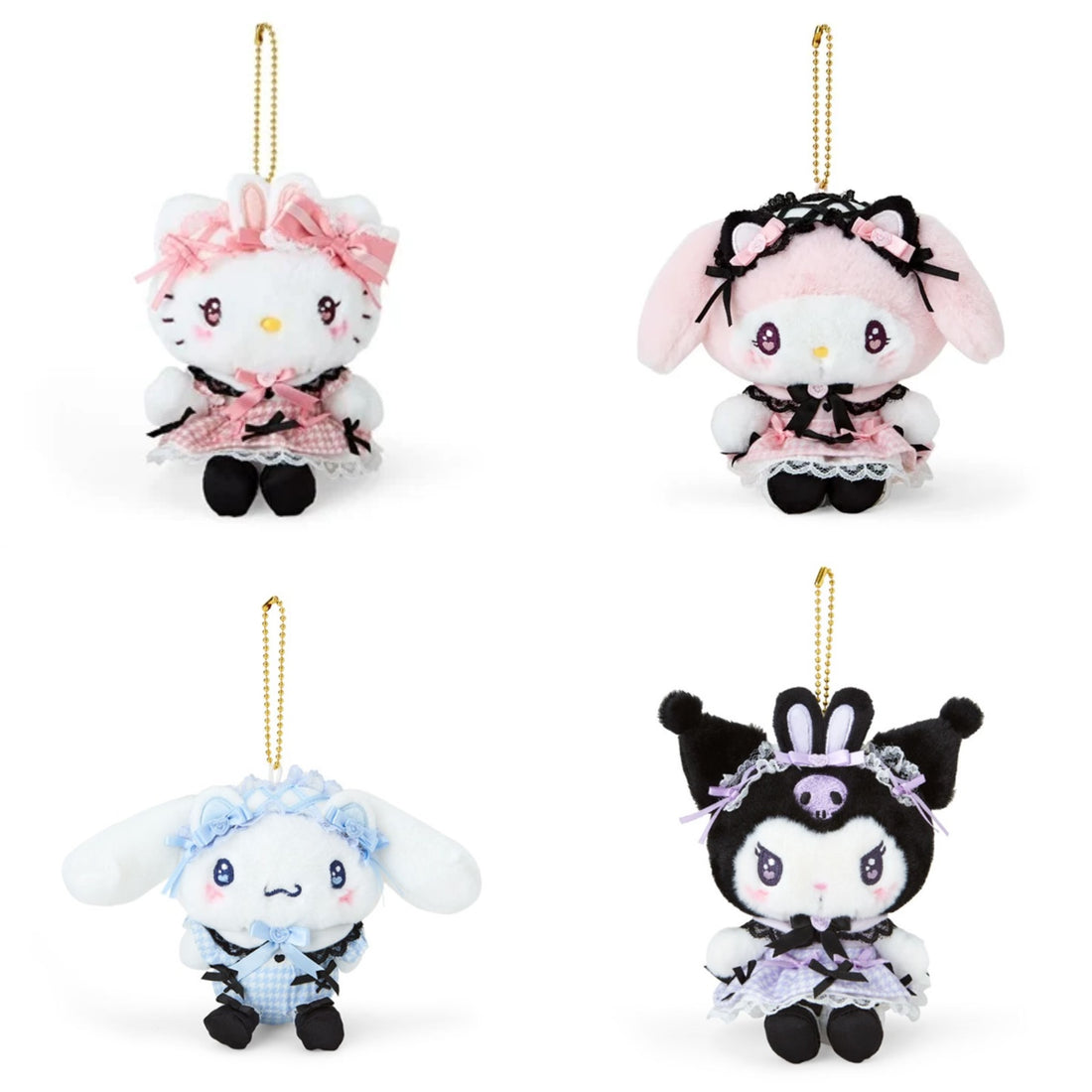 Sanrio三丽鸥| Dream Ribbon Mascot Holder梦幻蕾丝蝴蝶结千鸟格女仆地雷系毛绒玩偶挂件/挂包|约 15.8 x 12.6 x 6.1cm